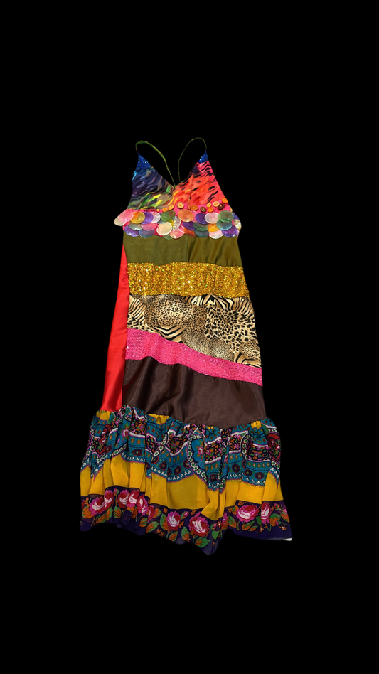 Patchwork V-Neckline Dress