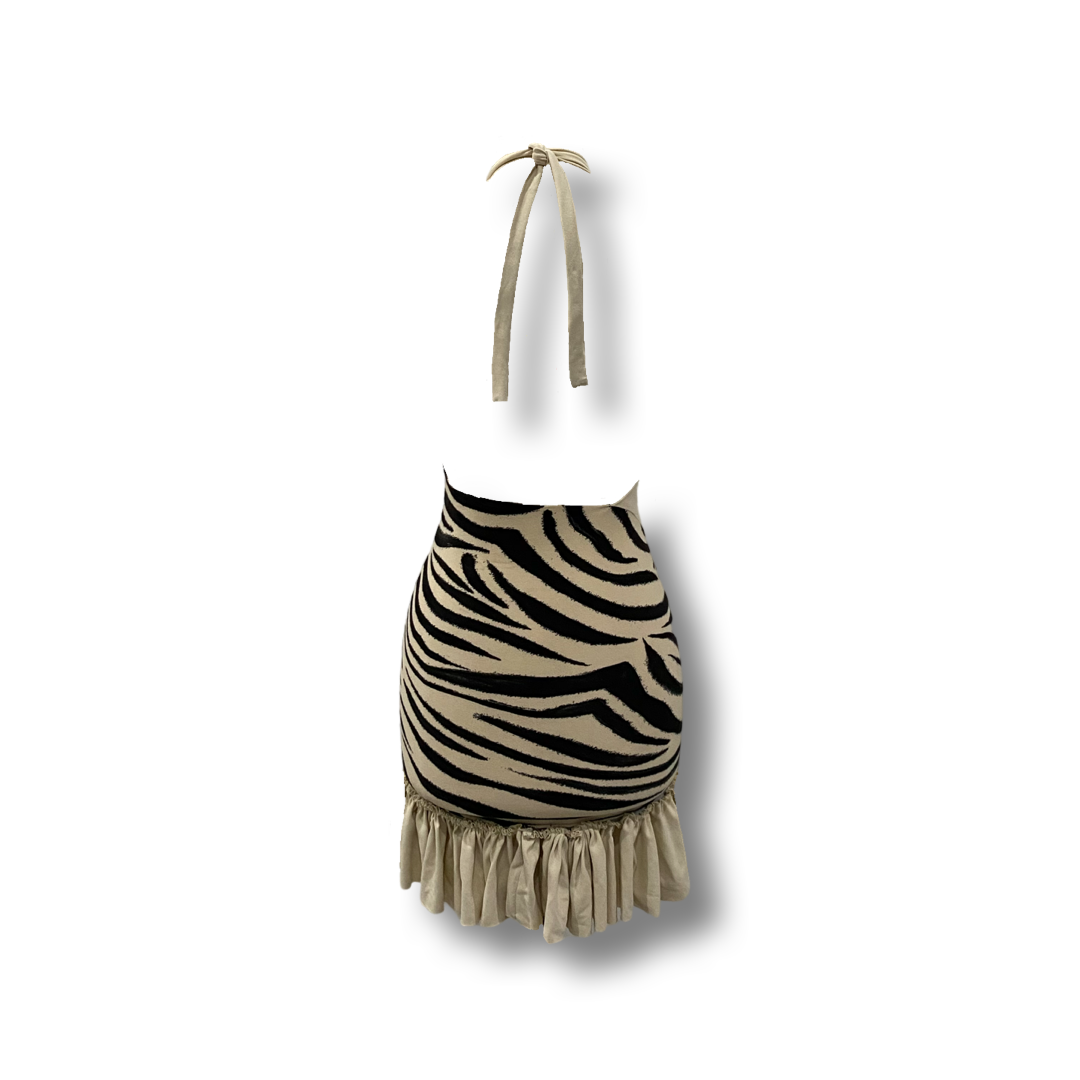 Ms. Risqué Backless Halter Mini Dress