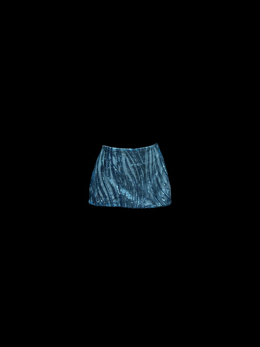 Mini Blue Sequins Skirt
